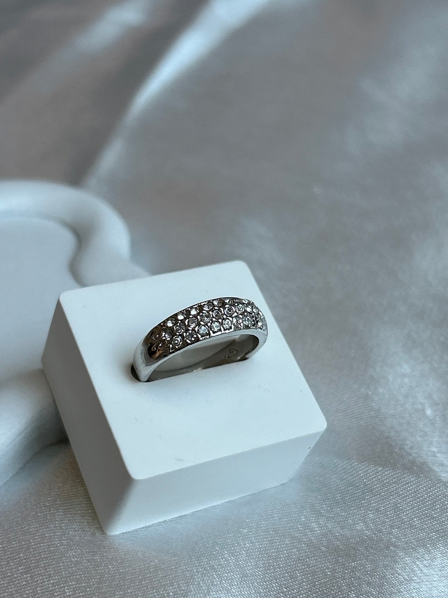 Bague argenté et strass femme taille 58