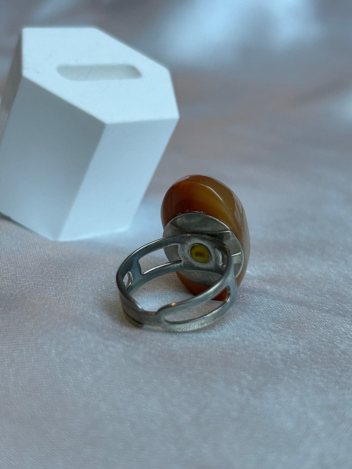 Bague vintage ajustable et pierre brune