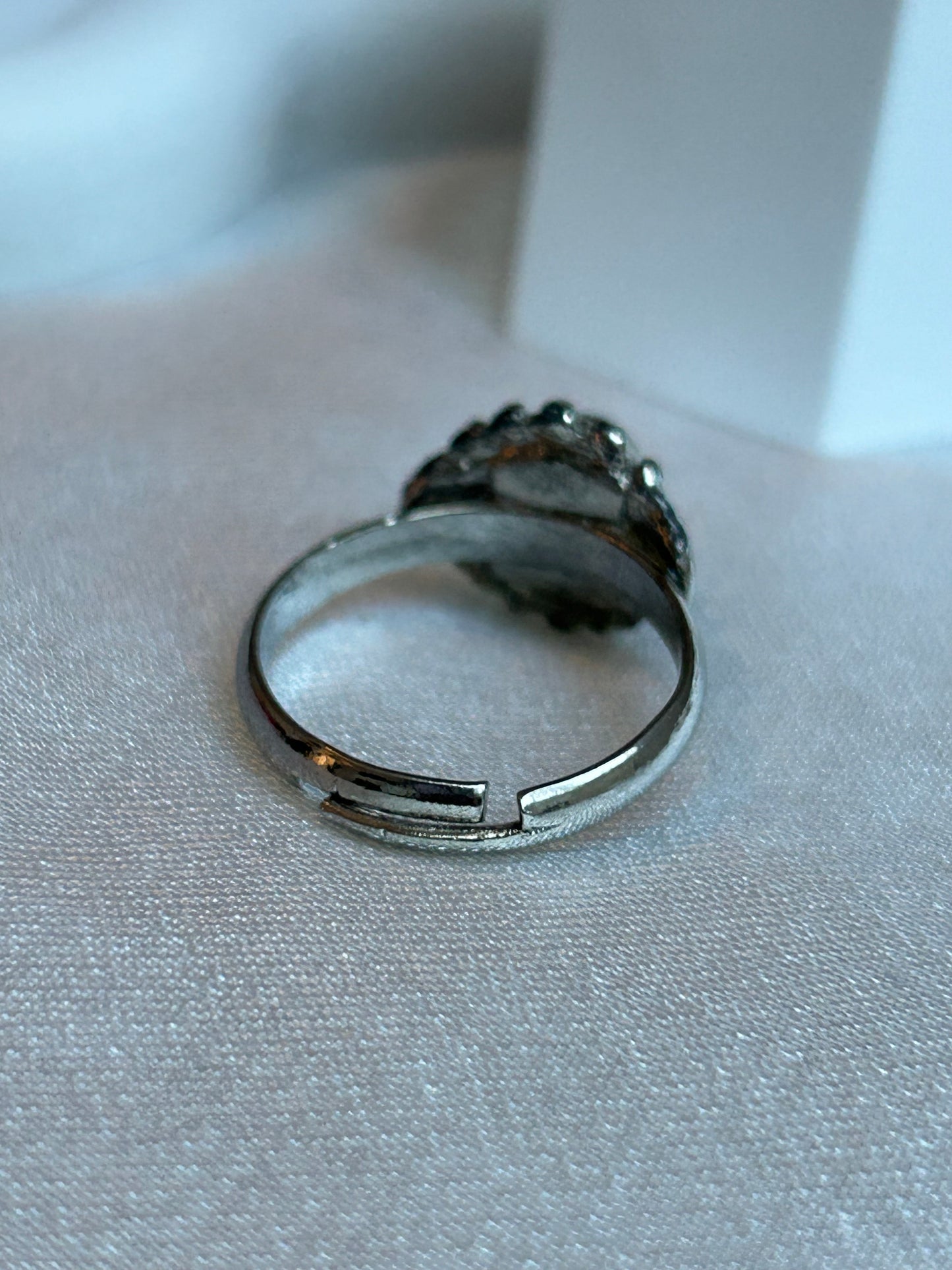 Bague vintage galaxy argenté brillant taille ajustable