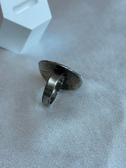 Bague vintage argenté cercle et motifs