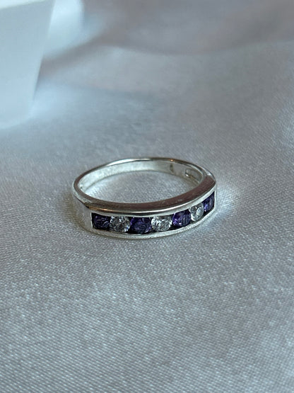 Bague strass violet et transparent taille 57