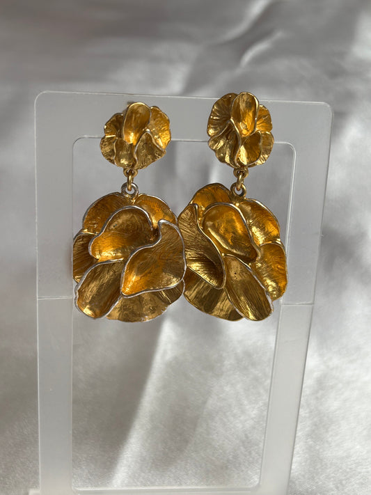 Boucles d’oreilles vintage pendantes dorées