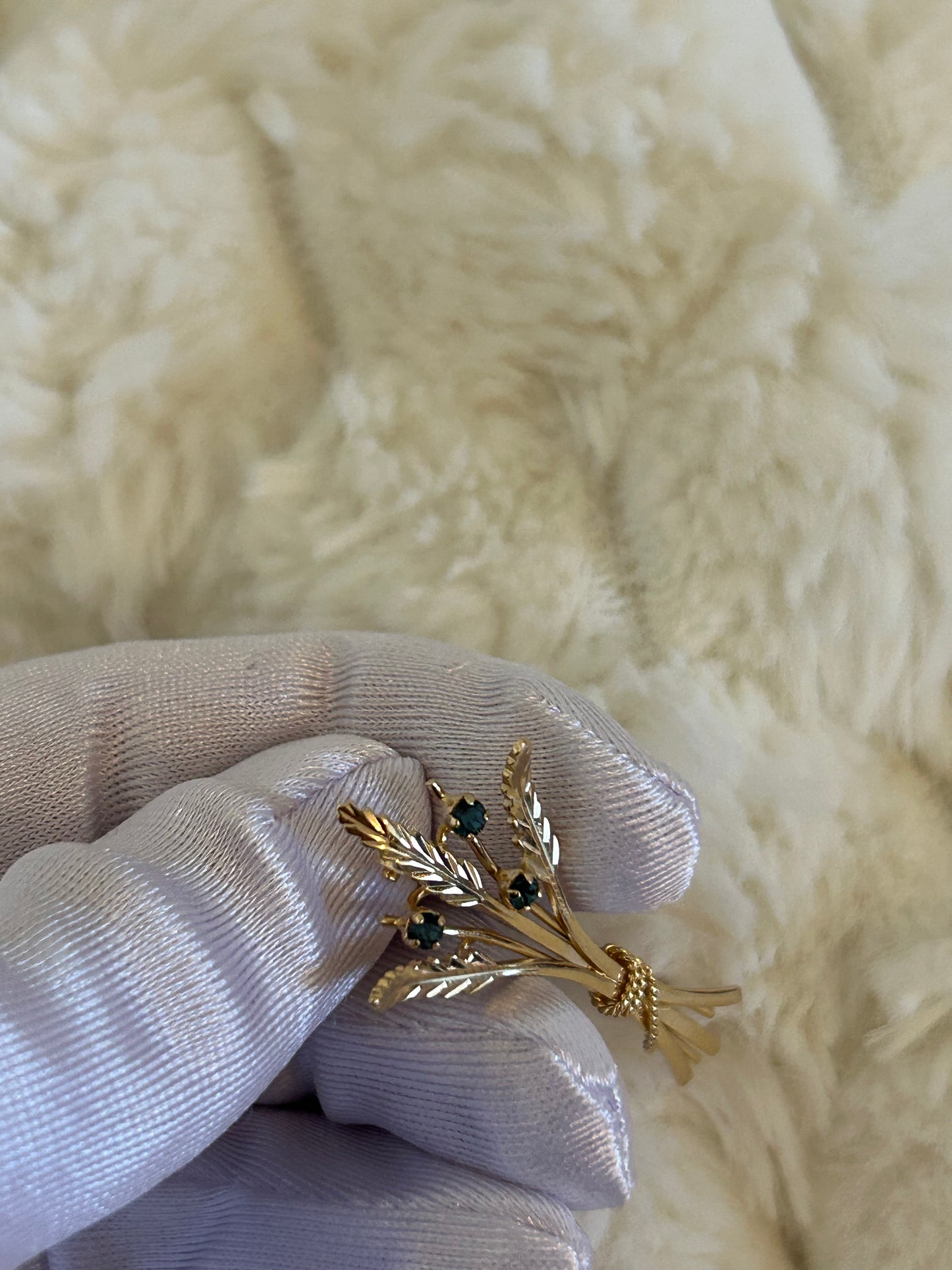 Splendide broche en plaqué or épis de blé