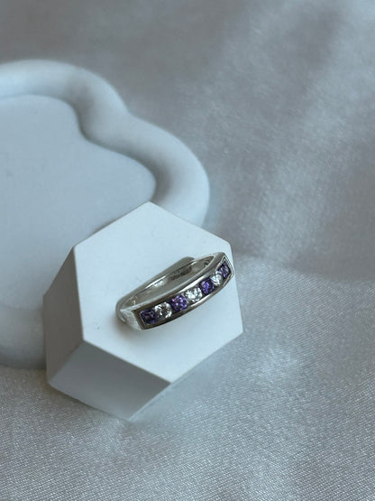 Bague strass violet et transparent taille 57