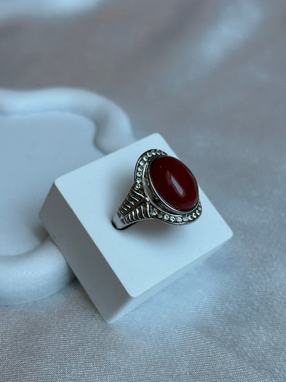 Bague vintage pierre rouge taille 59-60