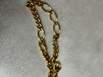 Parure vintage en plaqué or collier et bracelets 3 ovales entrelacées