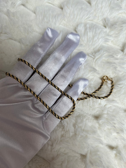 Jolie collier chaîne vintage torsadé noir et doré