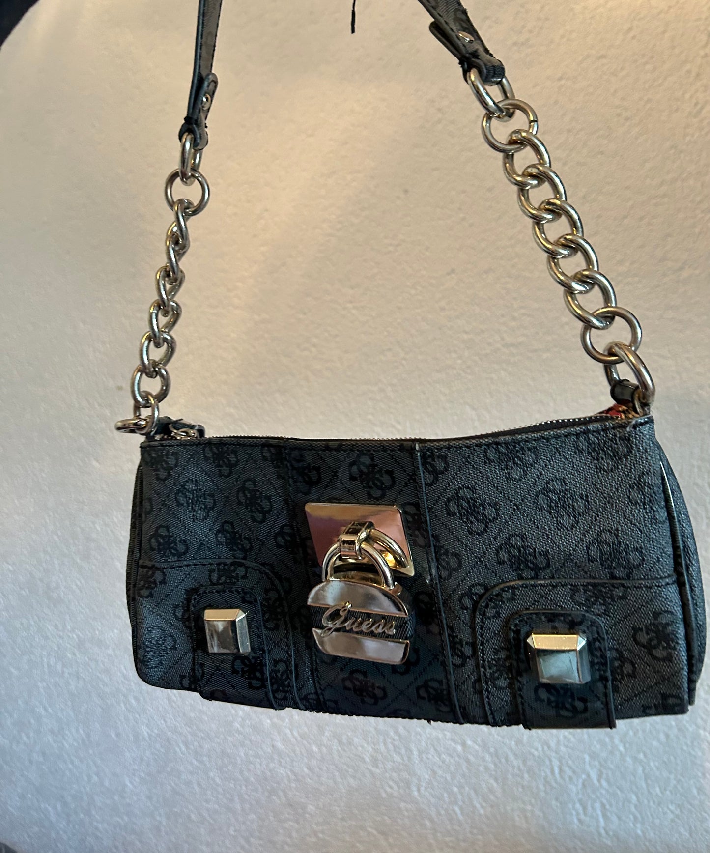 Sac vintage GUESS noir gris et argenté