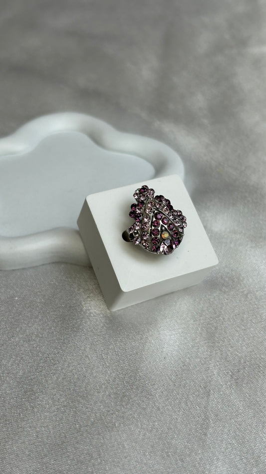 Bague vintage atypique taille ajustable strass violets