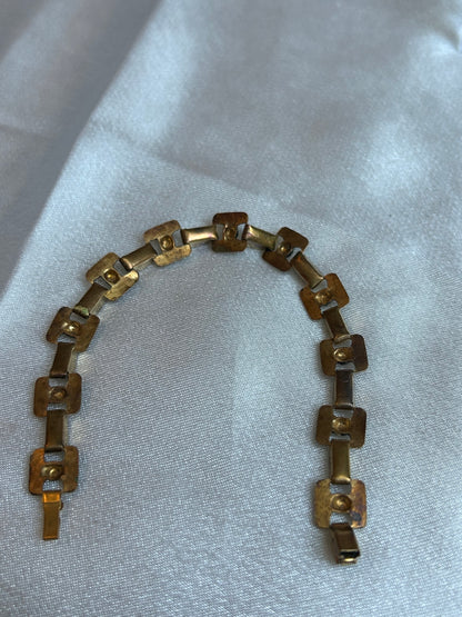 Bracelet vintage en or de Tolède fleur doré noir nacré