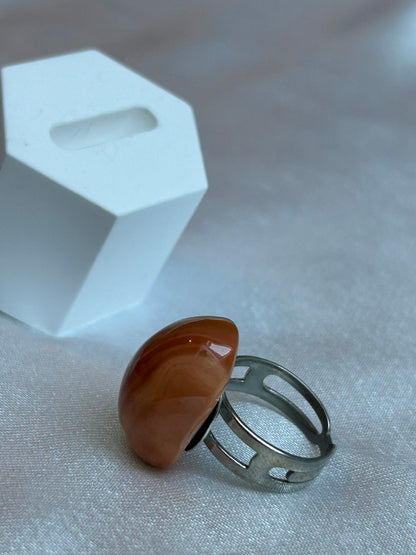 Bague vintage ajustable et pierre brune