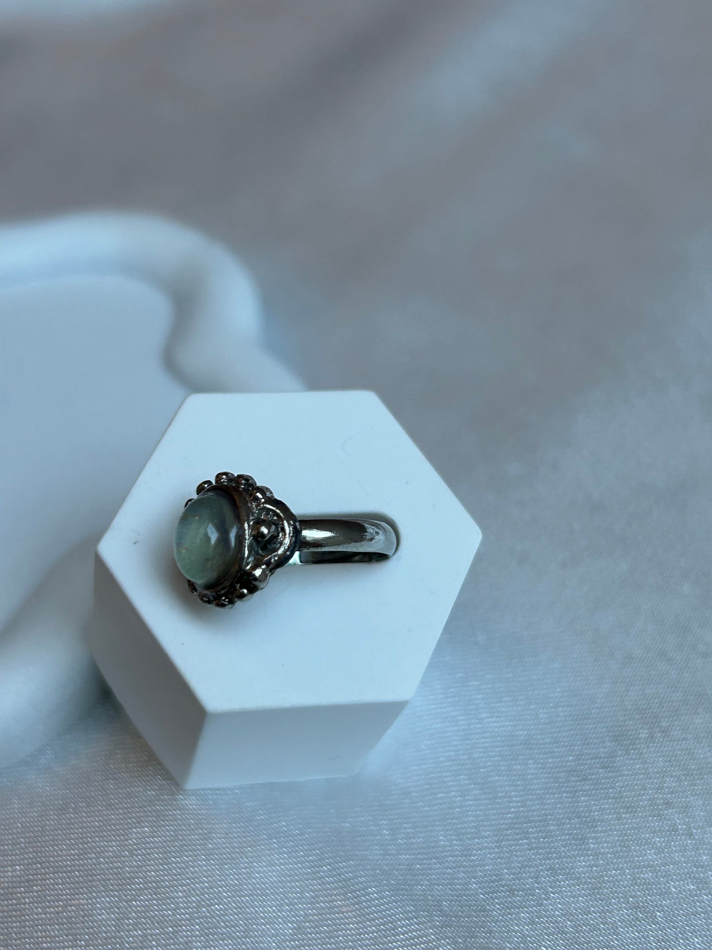 Bague vintage galaxy argenté brillant taille ajustable