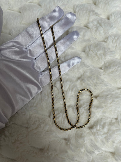 Jolie collier chaîne vintage torsadé noir et doré