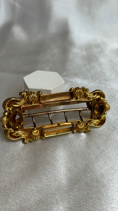 Pince à cheveux antique vintage doré et pierres