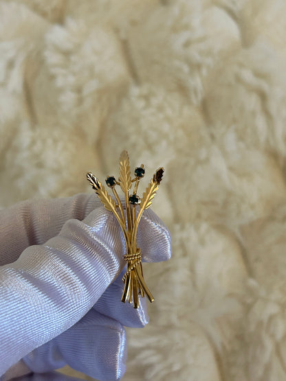 Splendide broche en plaqué or épis de blé