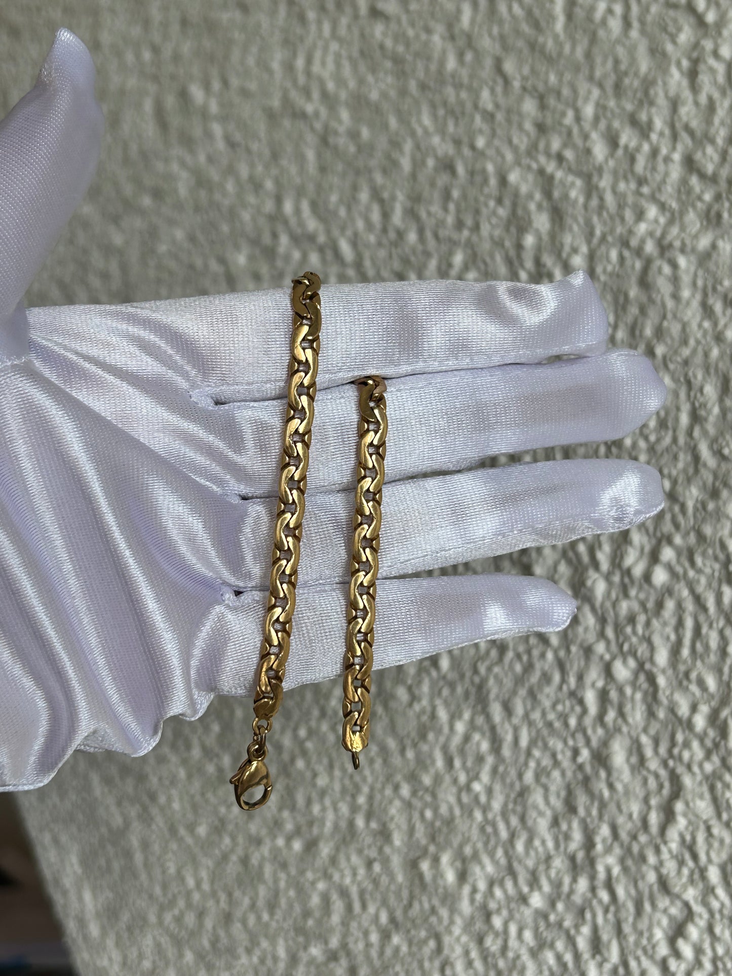 Splendide bracelet maille plates plaqué or d’occasion