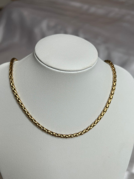 Collier femme plaqué or maille palmier