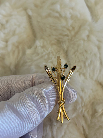 Splendide broche en plaqué or épis de blé
