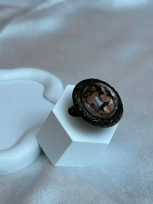 Bague vintage couleur bronze/noir  taille 55 Galaxy