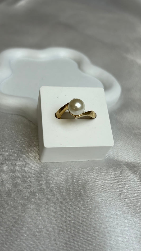 Bague taille ajustable vintage doré à perle style culture