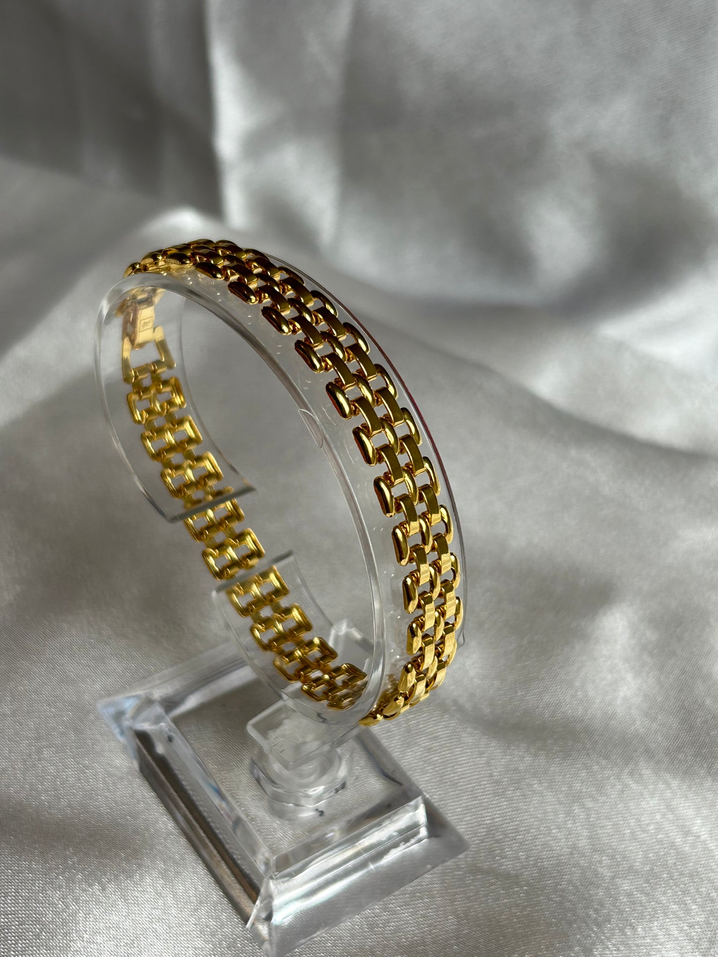 Bracelet vintage grosse maille YR doré