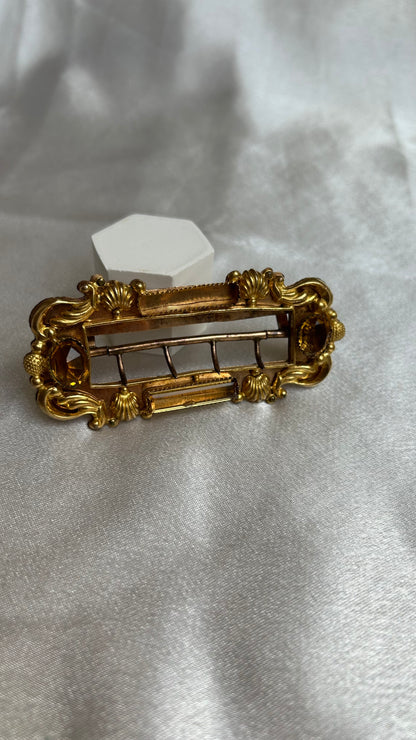 Pince à cheveux antique vintage doré et pierres