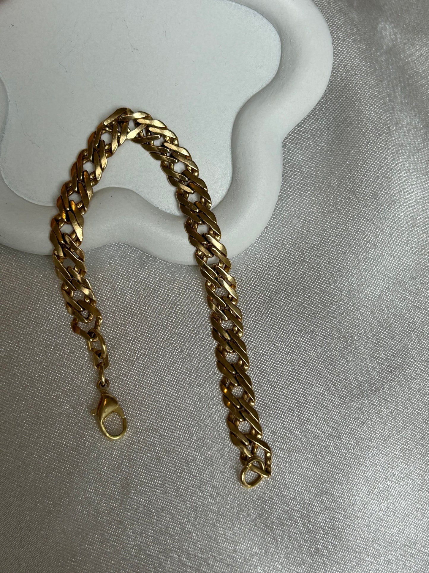 Bracelet style maille anglaise en plaqué or grosses mailles plates