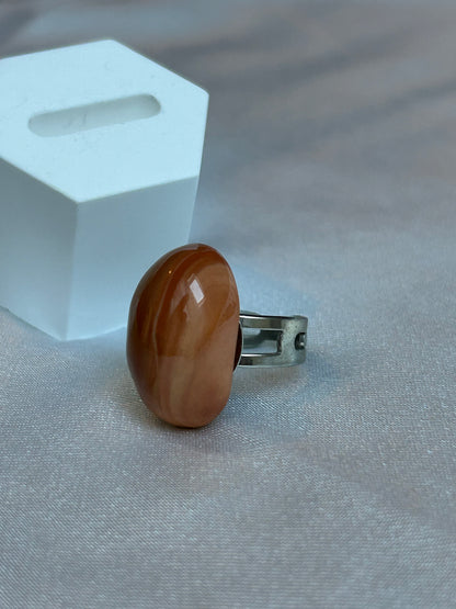 Bague vintage ajustable et pierre brune