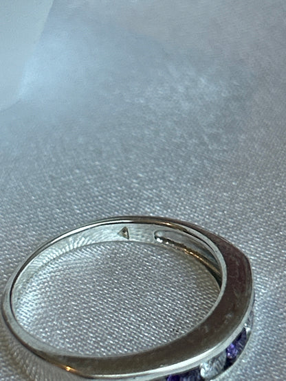 Bague strass violet et transparent taille 57