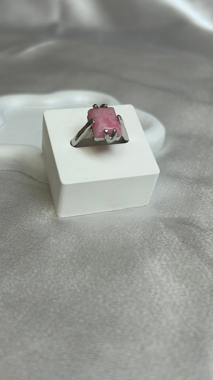 Bague vintage argenté et pierre rose taille 55