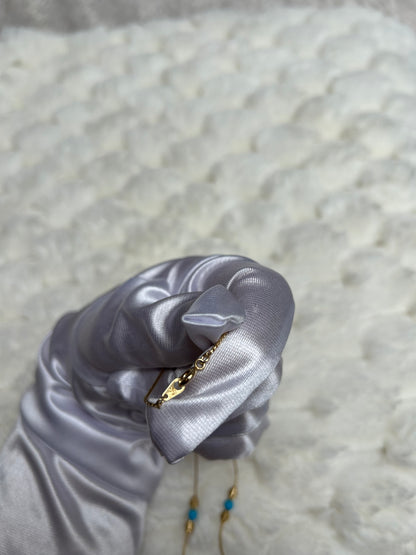 Collier vintage doré et bleu fantaisie