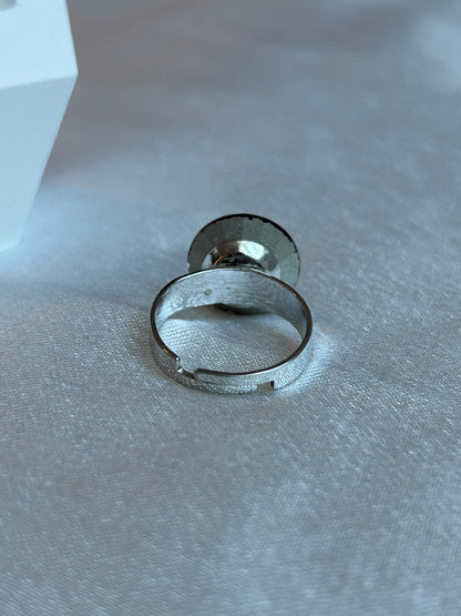 Bague vintage ajustable argenté et strass brun