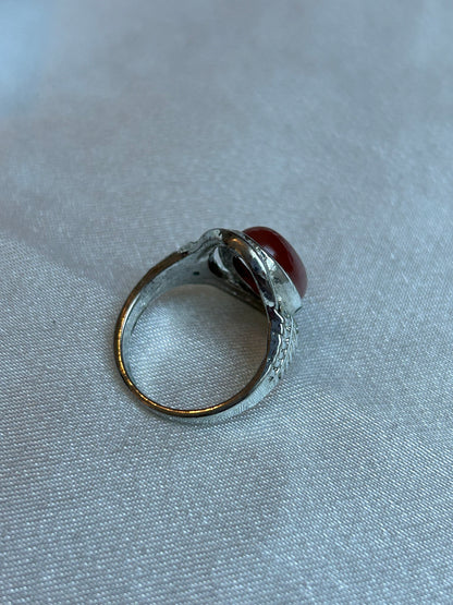 Bague vintage pierre rouge taille 59-60