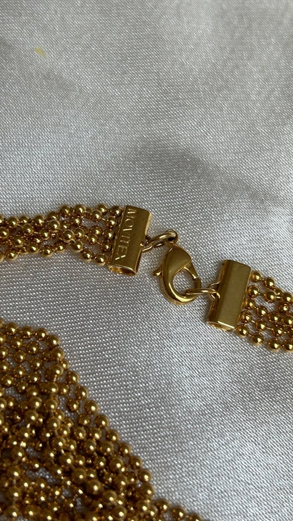 Splendide collier vintage boules doré signé motivex