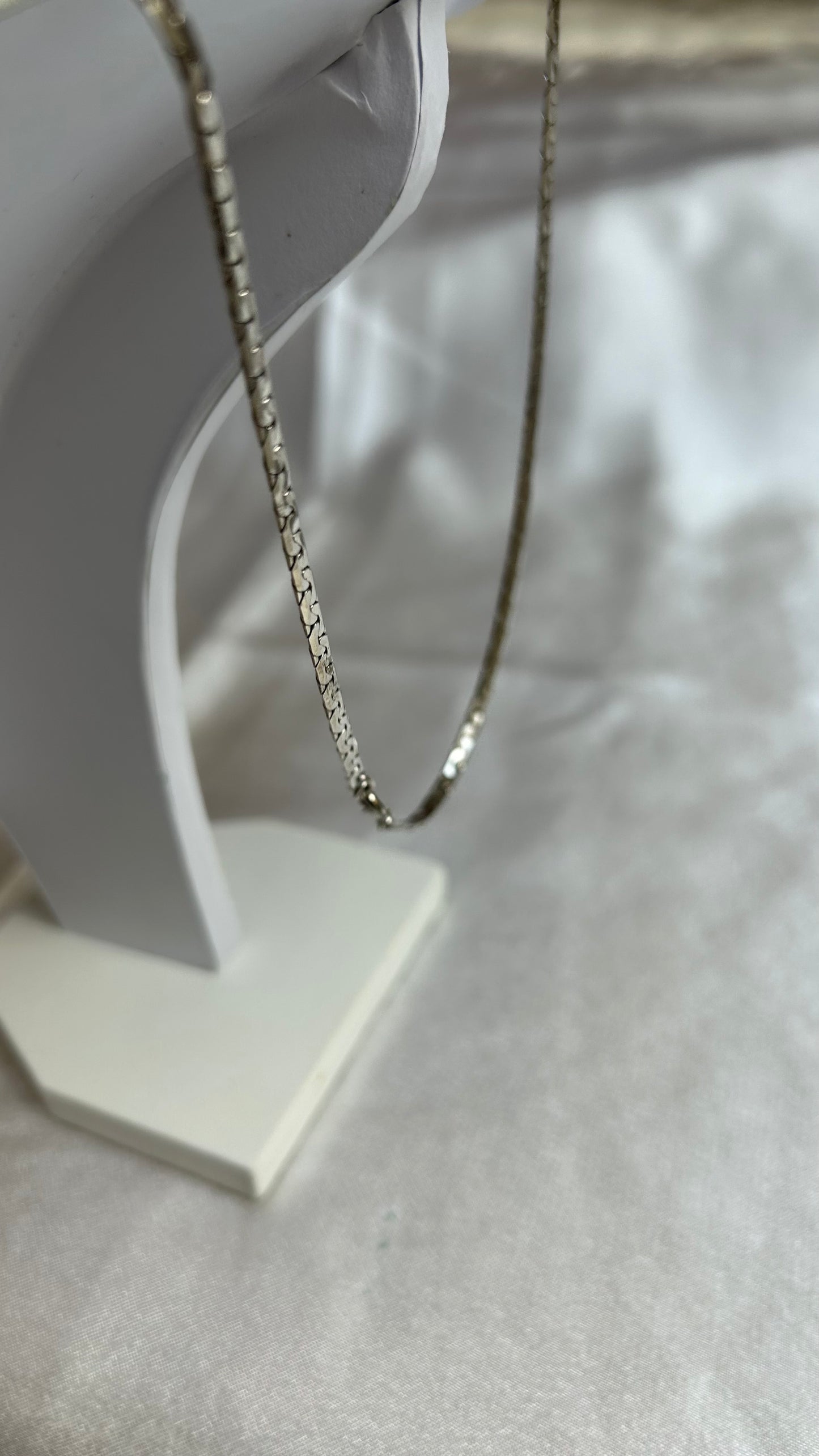 Collier vintage mailles plates argenté