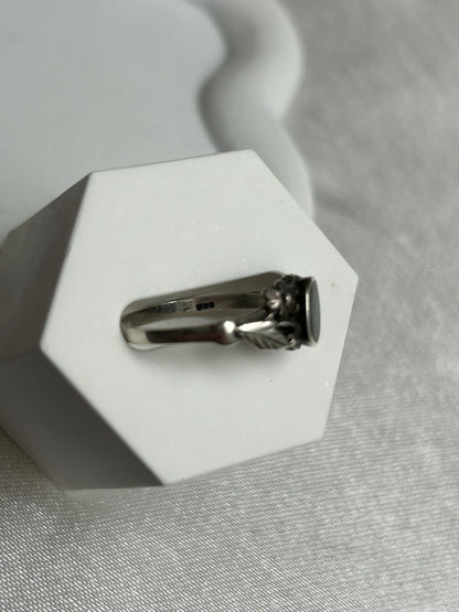 Bague vintage en argent taille 56 et pierre noir