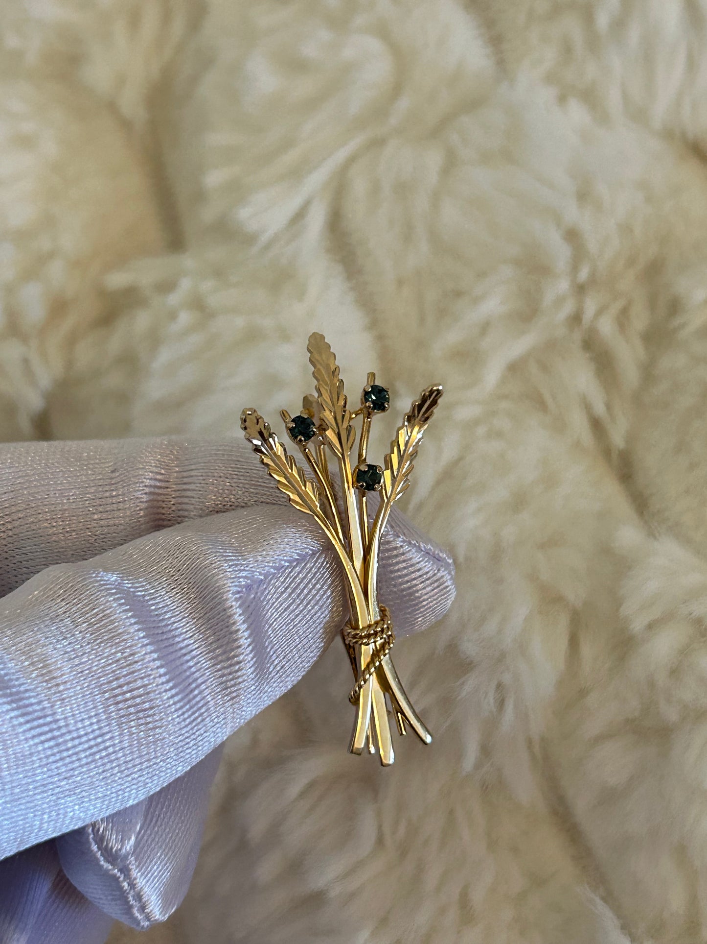 Splendide broche en plaqué or épis de blé