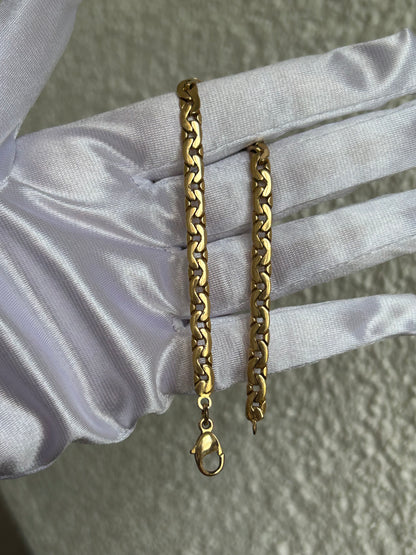 Splendide bracelet maille plates plaqué or d’occasion