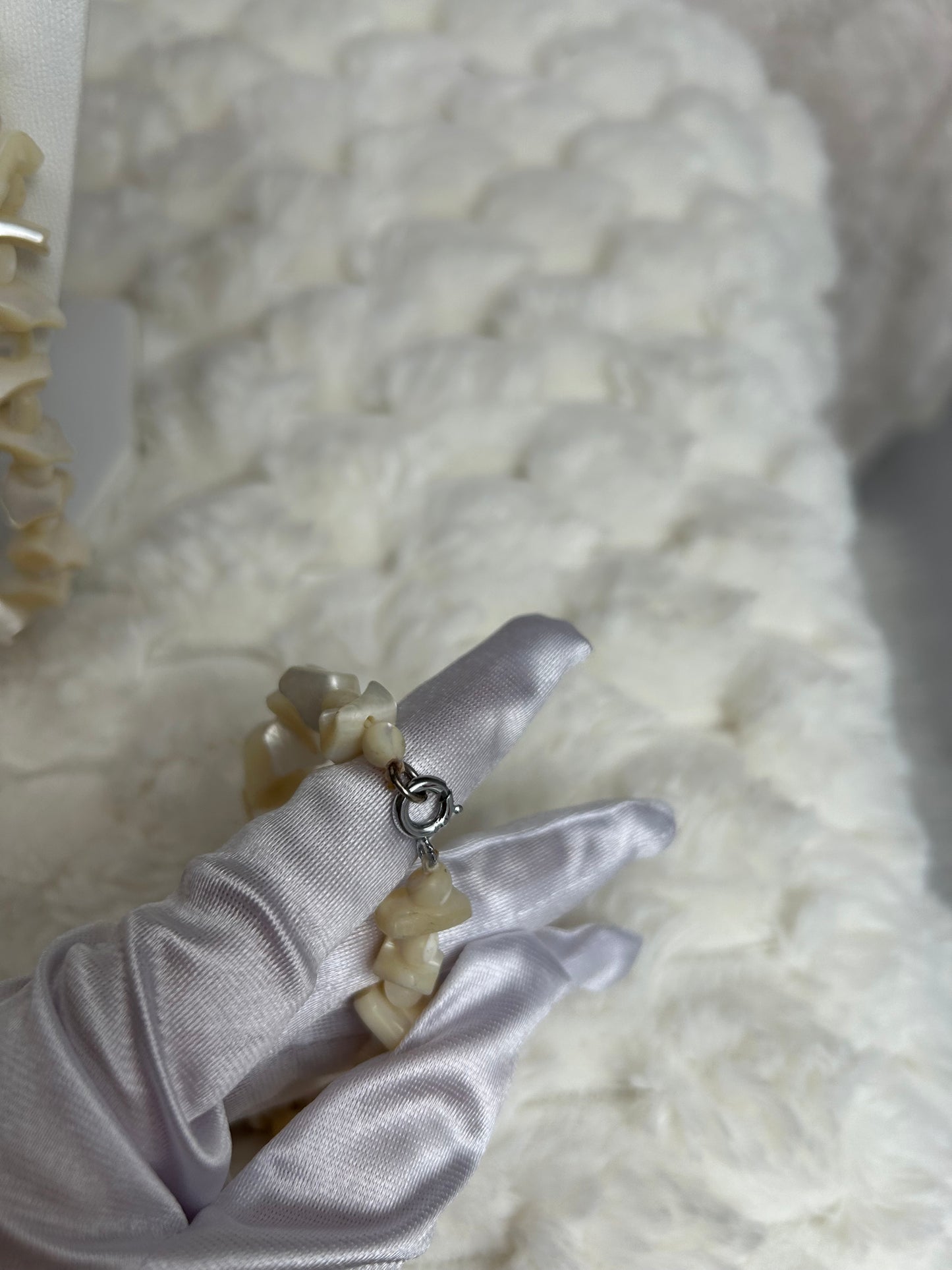 Jolie parure vintage perle nacré et fermoirs argenté