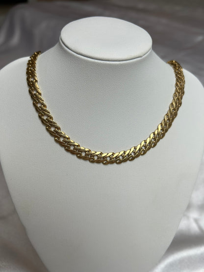 Collier en plaqué or grosses mailles anglaises plates