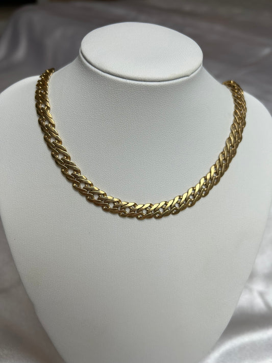 Collier en plaqué or grosses mailles anglaises plates