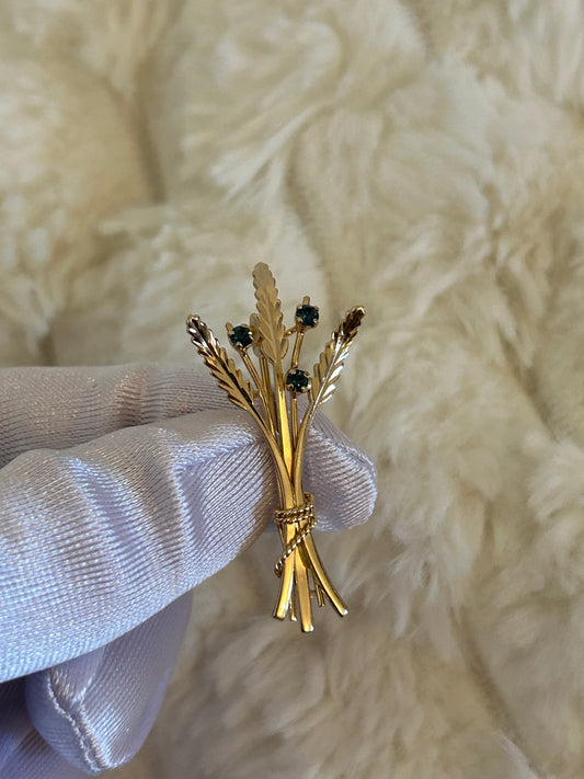 Splendide broche en plaqué or épis de blé