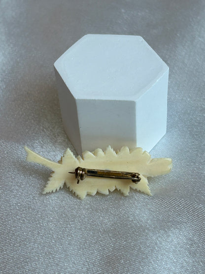 Broche vintage fleurs roses  beige doré