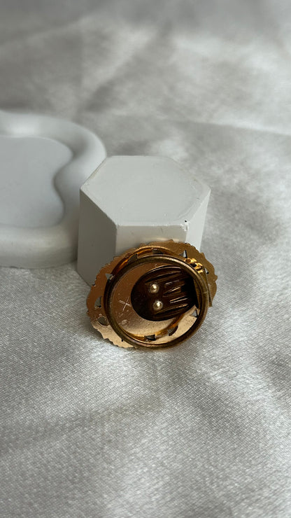 Broche à clip vintage fleur dorée bronze