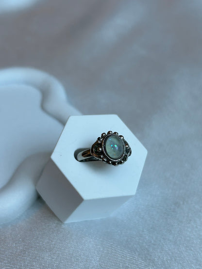 Bague vintage galaxy argenté brillant taille ajustable