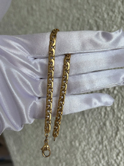 Splendide bracelet maille plates plaqué or d’occasion