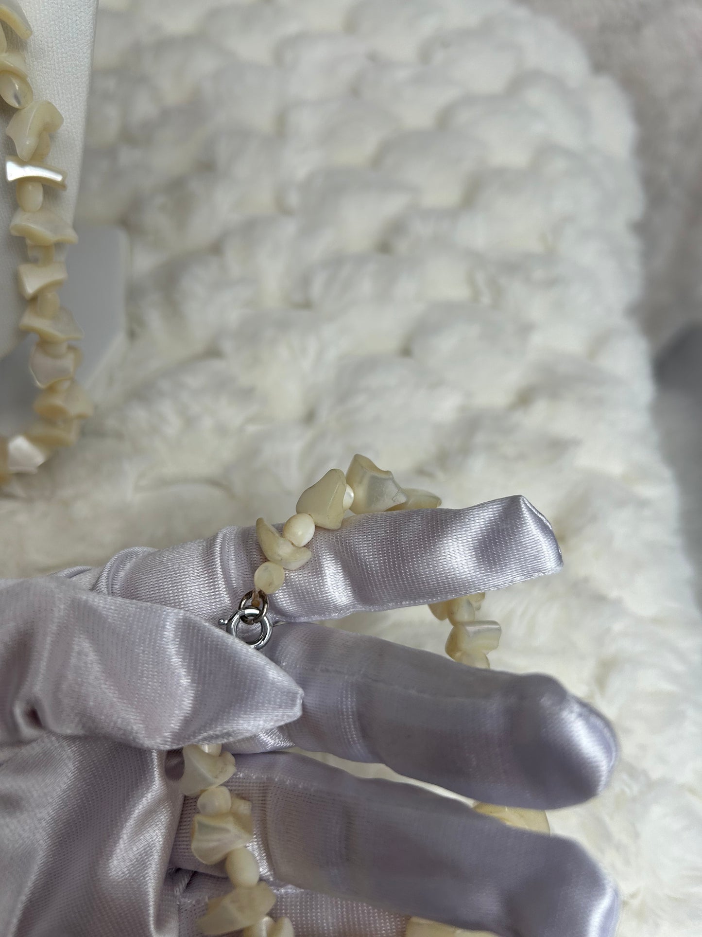 Jolie parure vintage perle nacré et fermoirs argenté