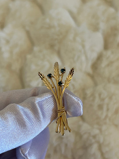 Splendide broche en plaqué or épis de blé