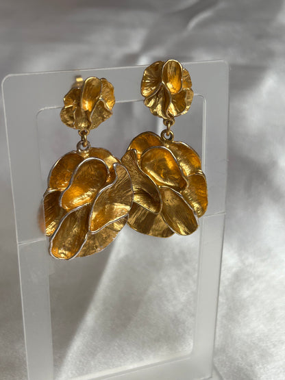 Boucles d’oreilles vintage pendantes dorées