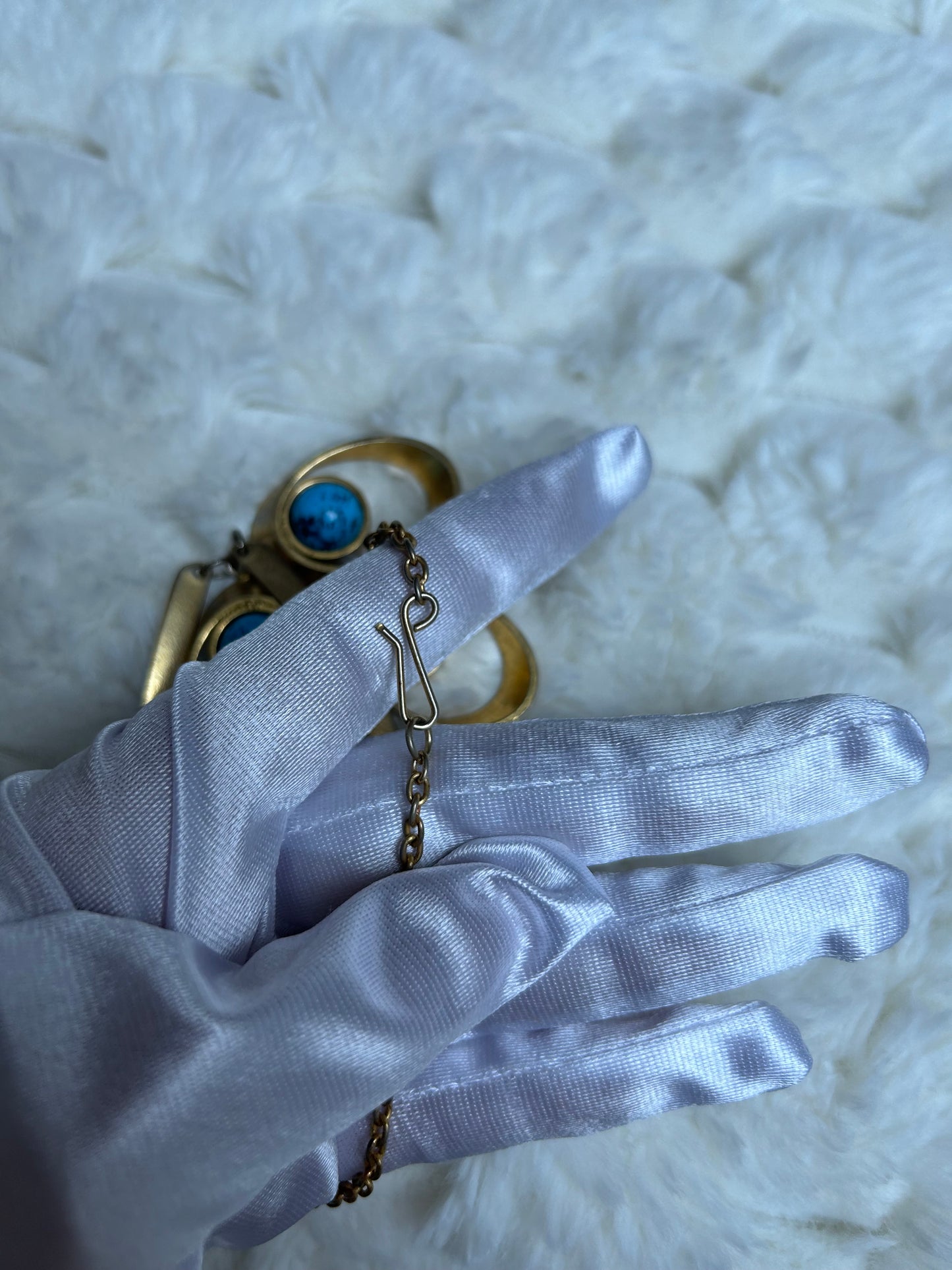 Jolie collier vintage fantaisie doré et pierre turquoise